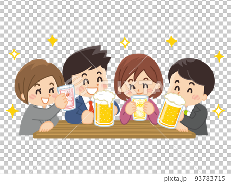 飲み会をするスーツの男女 93783715