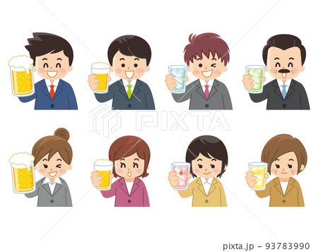 お酒を持ったスーツの男女 93783990