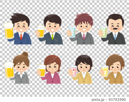 お酒を持ったスーツの男女 93783990