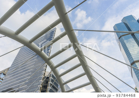 View of public sky walk at Chong Nonsi pedestrian bridge in Bangkok, Thailand  93784468