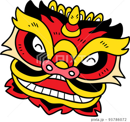 hand drawn Chinese Lion Dance illustration on transparent background 93786072