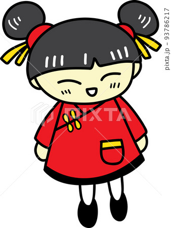 hand drawn chinese girl with hair bun illustration on transparent background hand drawn chinese girl with hair bun illustration on transparent background 93786217