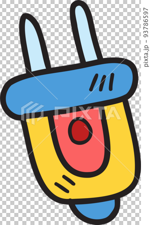 Hand Drawn electric cable two pin plug illustration on transparent background 93786597