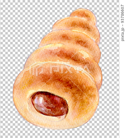 Watercolor illustration chocolate corone bread Watercolor illustration chocolate corone bread 93786607