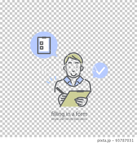 A man filling out a form Simple and stylish line drawing illustration A man filling out a form Simple and stylish line drawing illustration 93787031