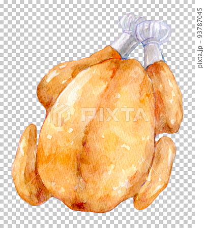 Watercolor illustration roast chicken 93787045