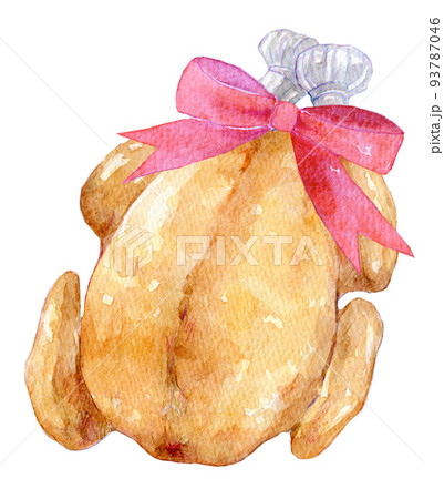 水彩イラスト　ローストチキン 93787046
