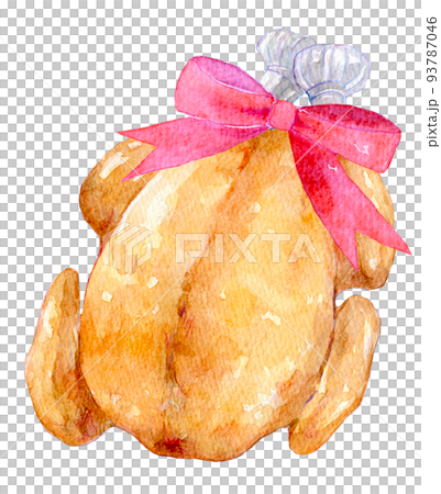 水彩イラスト　ローストチキン 93787046