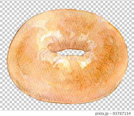 Watercolor illustration bagel plain 93787134