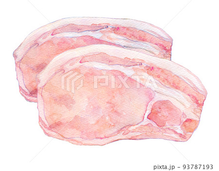 水彩イラスト 豚肉 豚ロース肉 水彩イラスト 豚肉 豚ロース肉 93787193