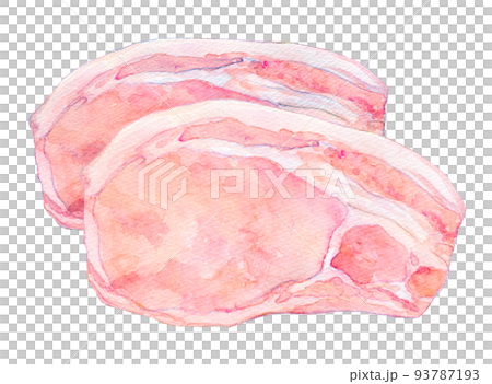 水彩插圖豬里脊肉 93787193