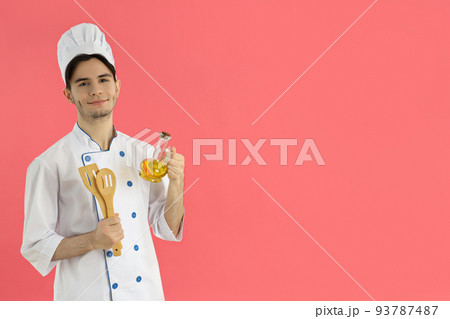 Concept of profession, young attractive male chef 93787487