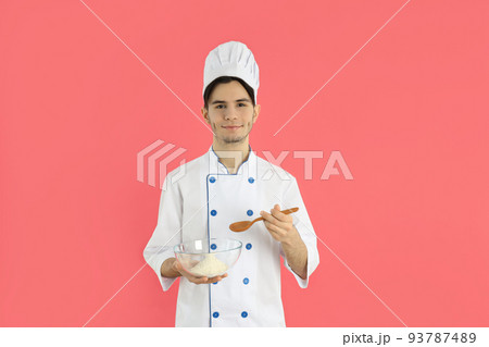 Concept of profession, young attractive male chef 93787489