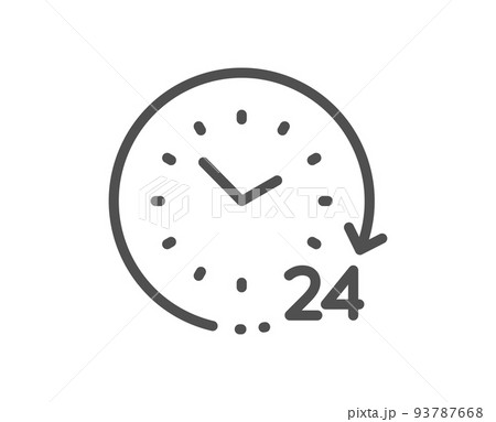 24 hours time line icon. Clock sign. Watch symbol. Quality design element. Linear style 24 hours icon. Editable stroke. Vector 24 hours time line icon. Clock sign. Watch symbol. Quality design element. Linear style 24 hours icon. Editable stroke. Vector 93787668