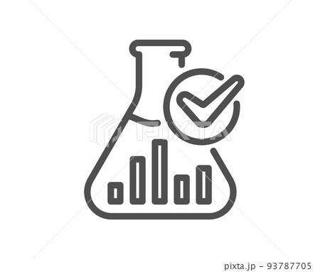 Chemistry lab line icon. Laboratory flask sign. Analysis symbol. Quality design element. Linear style chemistry lab icon. Editable stroke. Vector 93787705