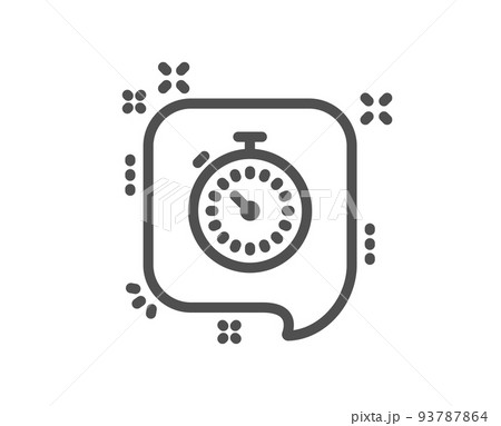 Timer line icon. Time or clock in speech bubble sign. Quality design element. Linear style timer icon. Editable stroke. Vector 93787864