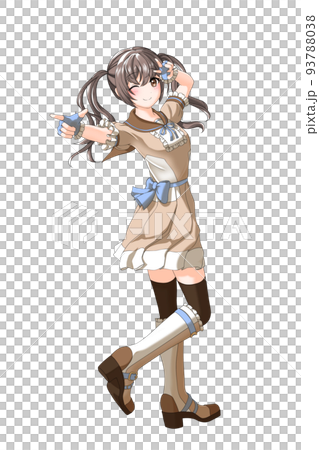 [Natural hair color] A girl with blue twintails wearing a school summer uniform (brown uniform) 93788038