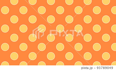 オレンジ色の平成レトロな水玉模様 16：9のイラスト素材 [93789049