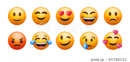 3D Set of Emoticons Isolated 93790532