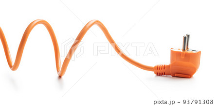 Orange electric plug isolated on white background. 93791308