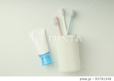 Concept of tooth or oral care on white background Concept of tooth or oral care on white background 93791348