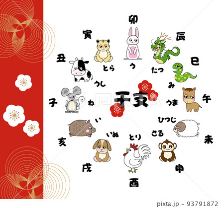 干支 十二支 全身 セットのイラスト素材 [93791872] - PIXTA