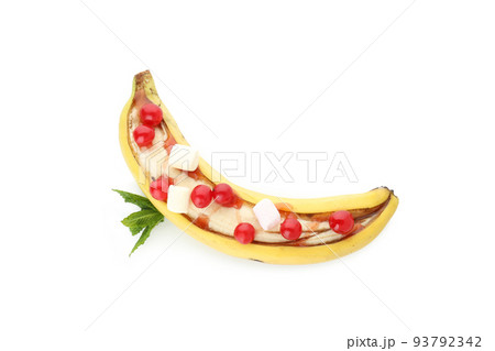 Concept of tasty food with delicious banana dessert 93792342