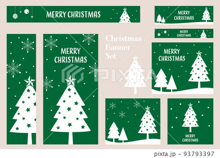 バナーセット_クリスマスツリー_緑 93793397