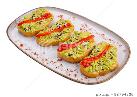 bruschetta with avocado sesame and seeds bruschetta with avocado sesame and seeds 93794506