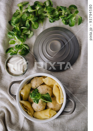 Meatballs with a white sauce. german cuisine. 93794580