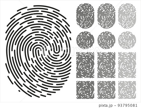 Fingerprint identification symbol icon set in flat style. Security authentication. Vector illustration isolated on white 93795081
