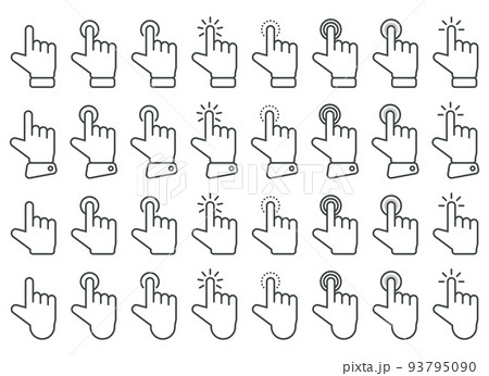Hand cursor icon in different gestures. Finger...のイラスト素材 [93795090] - PIXTA