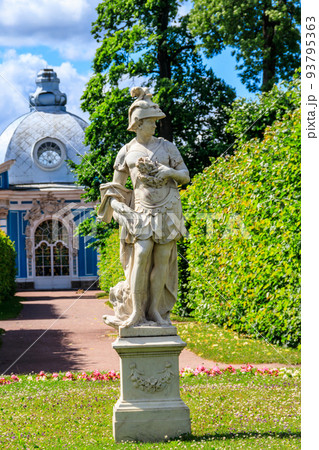 Marble statue in front of Grotto pavilion in the Catherine park at Tsarskoye Selo in Pushkin, Russia Marble statue in front of Grotto pavilion in the Catherine park at Tsarskoye Selo in Pushkin, Russia 93795363