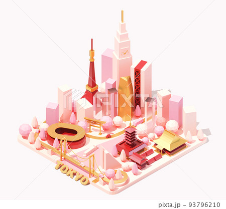 Vector isometric Tokyo, Japan skyline 93796210