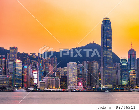香港島　夕景 93796511