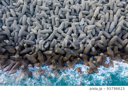 Top down view of concrete wave breaker Top down view of concrete wave breaker 93796623