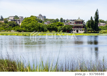 Gugang Tower and Gugang Lake in Kinmen of Taiwan 93796680