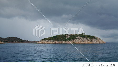 Beautiful island with storm cloud 93797146