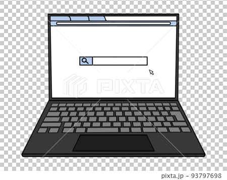 Illustration of a laptop computer with the search screen open 93797698