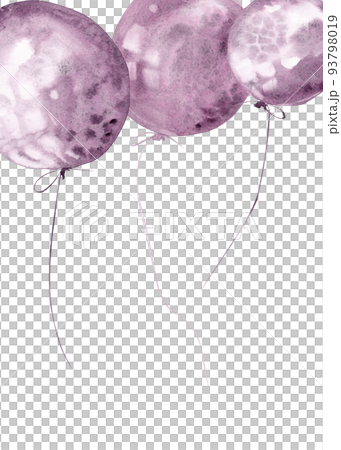 Bundle of air watercolor balloons with feathers in cartoon style 93798019