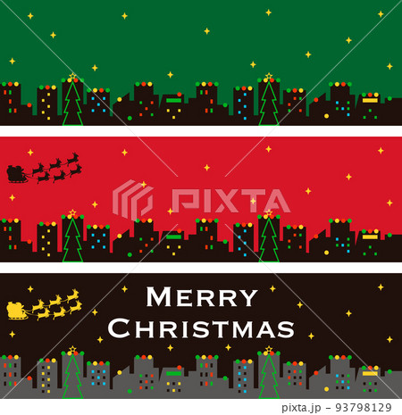 バナー フレーム クリスマスの街並み サンタクロース シルエット 背景 かわいい シンプル イラスト バナー フレーム クリスマスの街並み サンタクロース シルエット 背景 かわいい シンプル イラスト 93798129