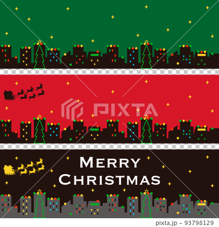 バナー フレーム クリスマスの街並み サンタクロース シルエット 背景 かわいい シンプル イラスト バナー フレーム クリスマスの街並み サンタクロース シルエット 背景 かわいい シンプル イラスト 93798129