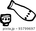 おちょことっくりのシンプル線画イラスト（透過） 93799697