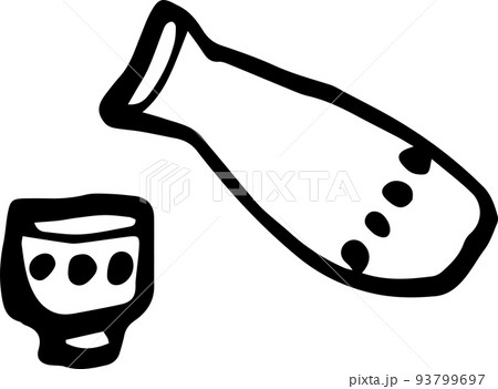 おちょことっくりのシンプル線画イラスト(透過) おちょことっくりのシンプル線画イラスト(透過) 93799697