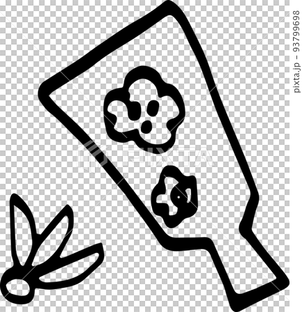 羽子板と羽根のシンプル線画イラスト(透過) 羽子板と羽根のシンプル線画イラスト(透過) 93799698
