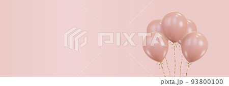 Pink balloons with gold ribbons. 3d rendering Pink balloons with gold ribbons. 3d rendering 93800100