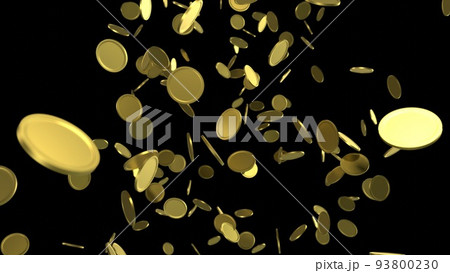 Falling money. Gold falling coins. Coins rain. 93800230