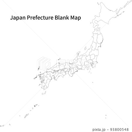 日本都道府県白地図、英語版