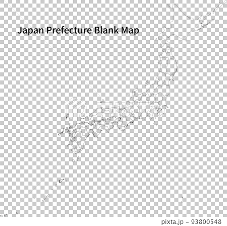 日本都道府縣的空白地圖，英文版 93800548
