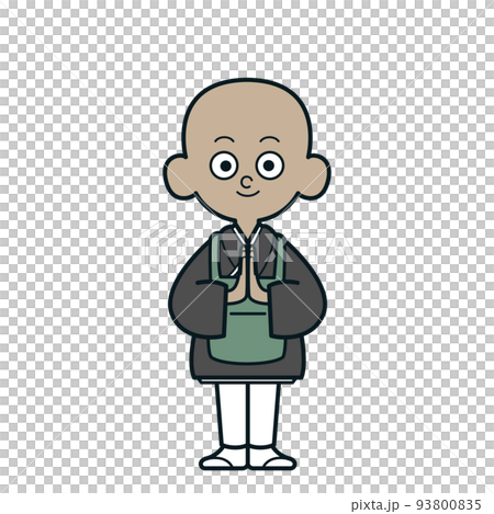 A simple illustration of a cute monk in training 93800835